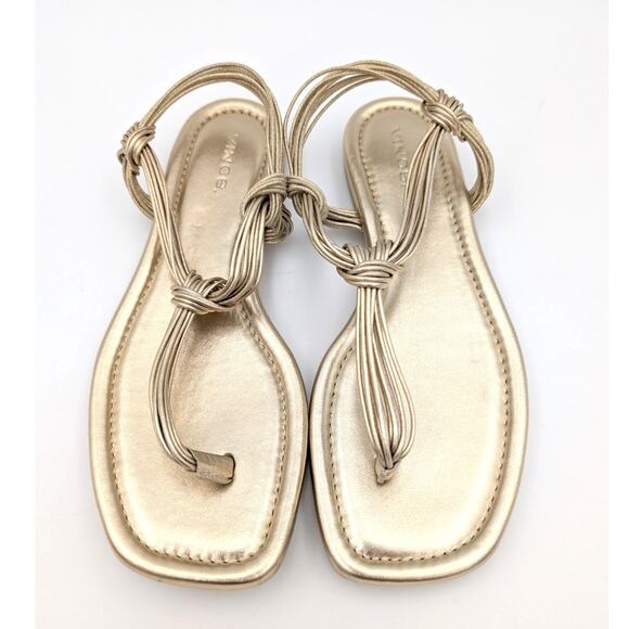 Vince Deja Slip On Slingback Thong Sandals Metallic Gold Size US6.5M EU36.5 - Picture 3 of 11